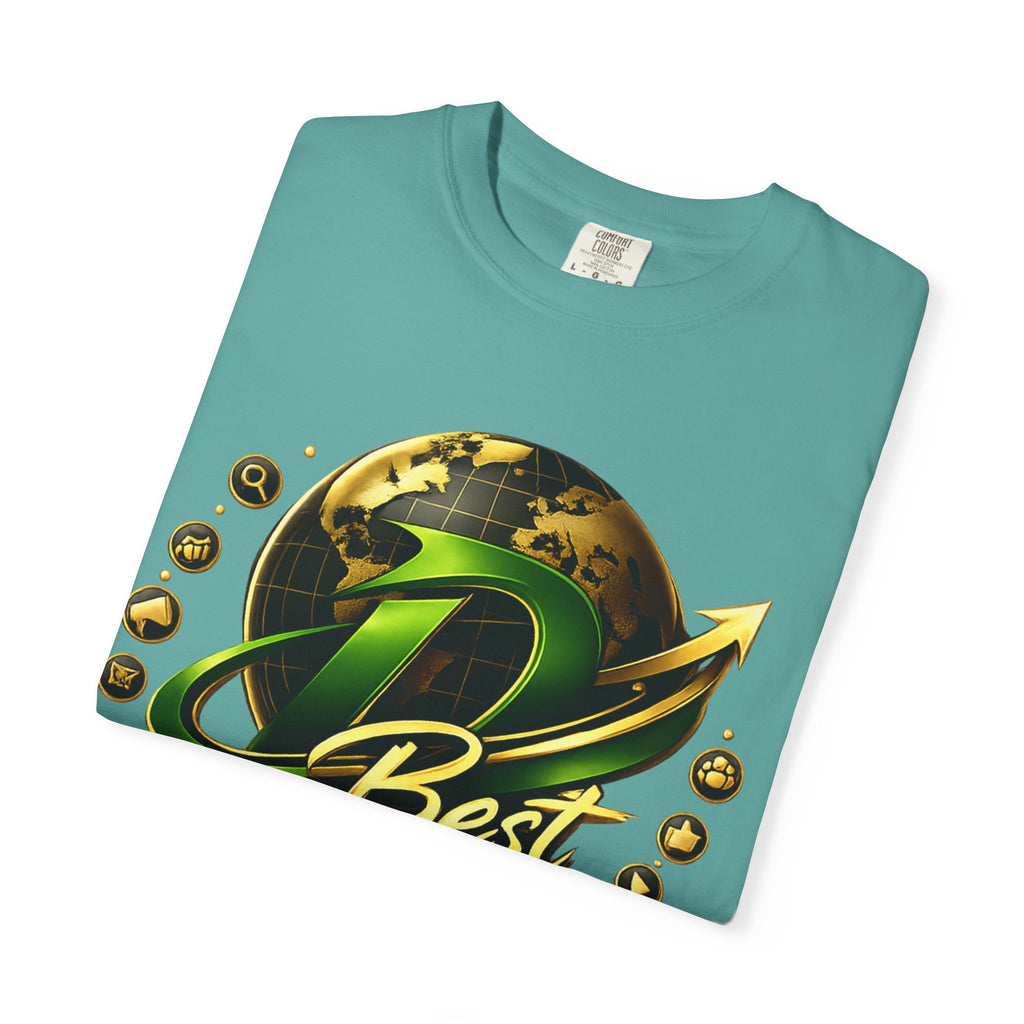 D Best Globe Arrow logo T-shirt | Strategy Growth Results tee