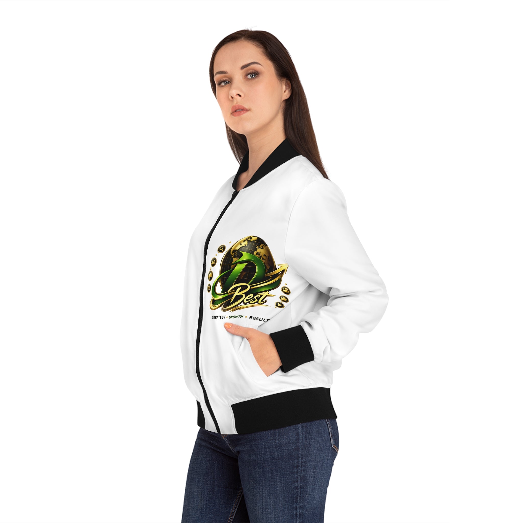 DBest Gold Emblem Bomber Jacket | Women's Bomber