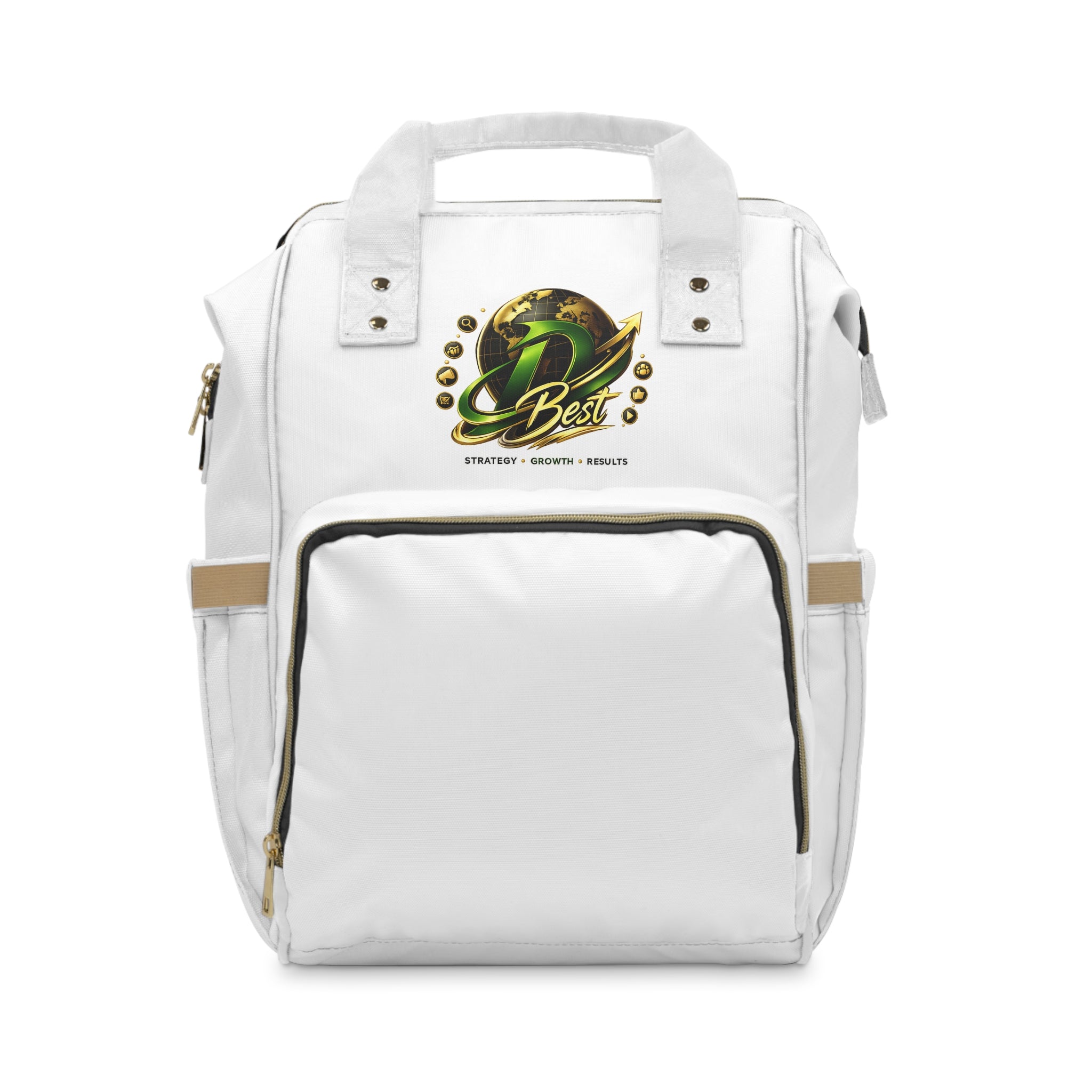 DBest Logo Multi-functional Diaper Backpack | White Baby Bag