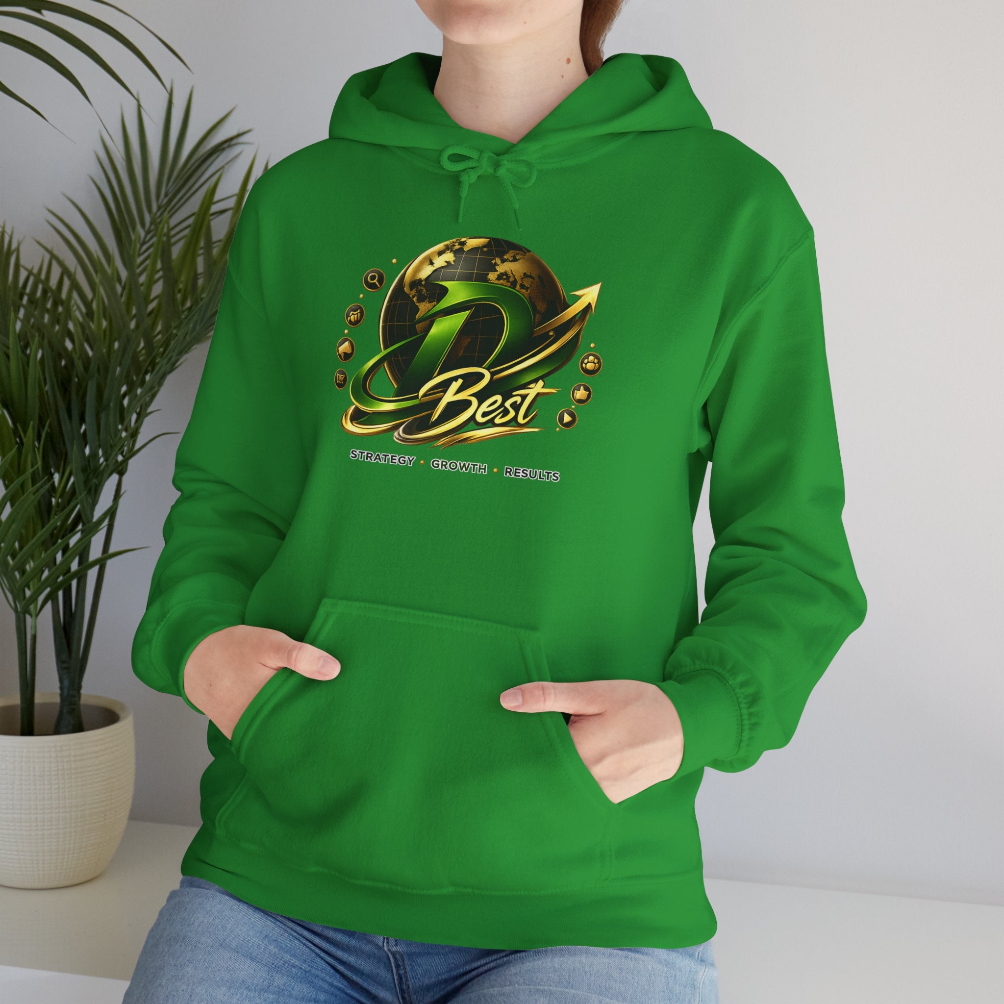 Best Logo Hoodie | Gaming Emblem Sweatshirt, Green Gold Orb Design