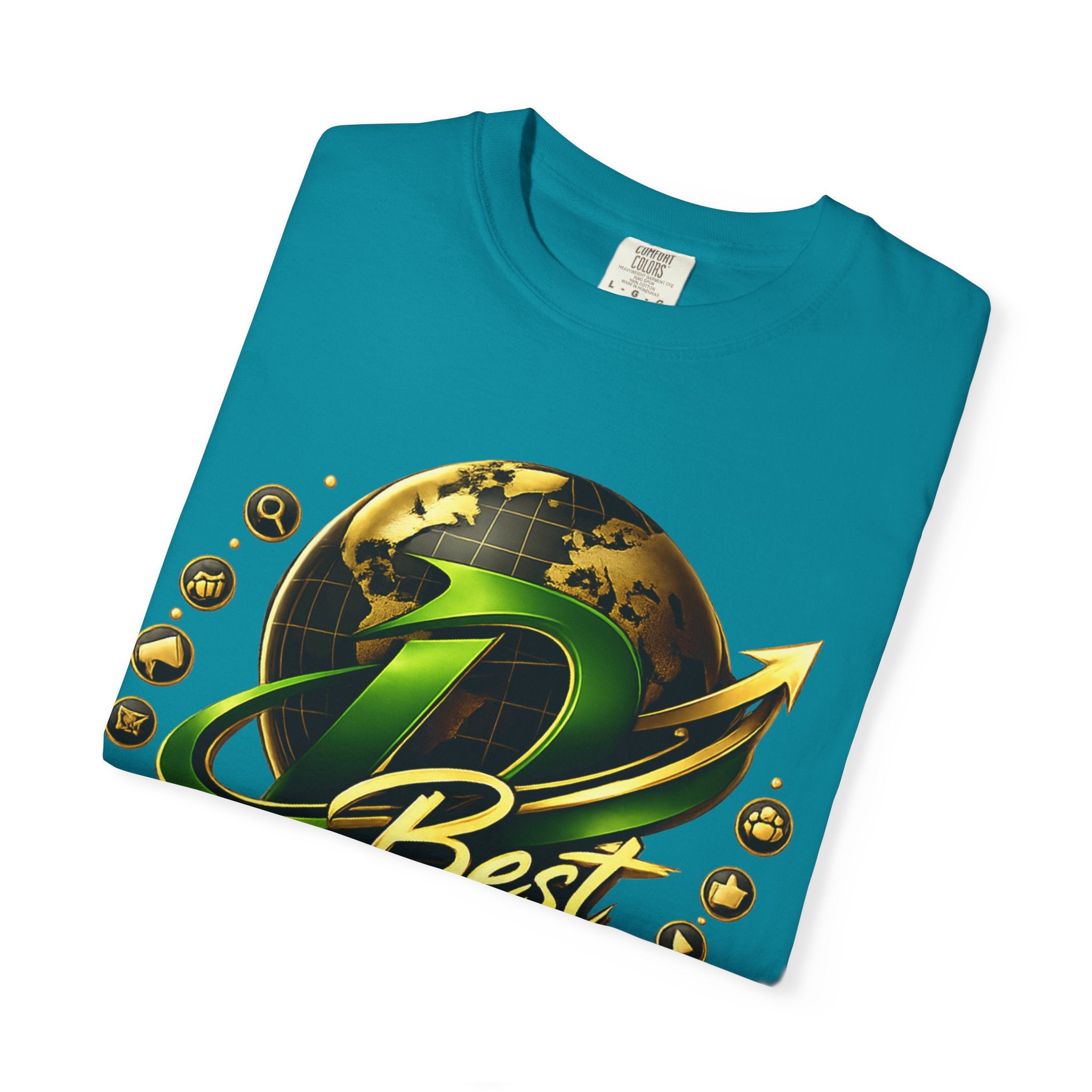 D Best Globe Arrow logo T-shirt | Strategy Growth Results tee