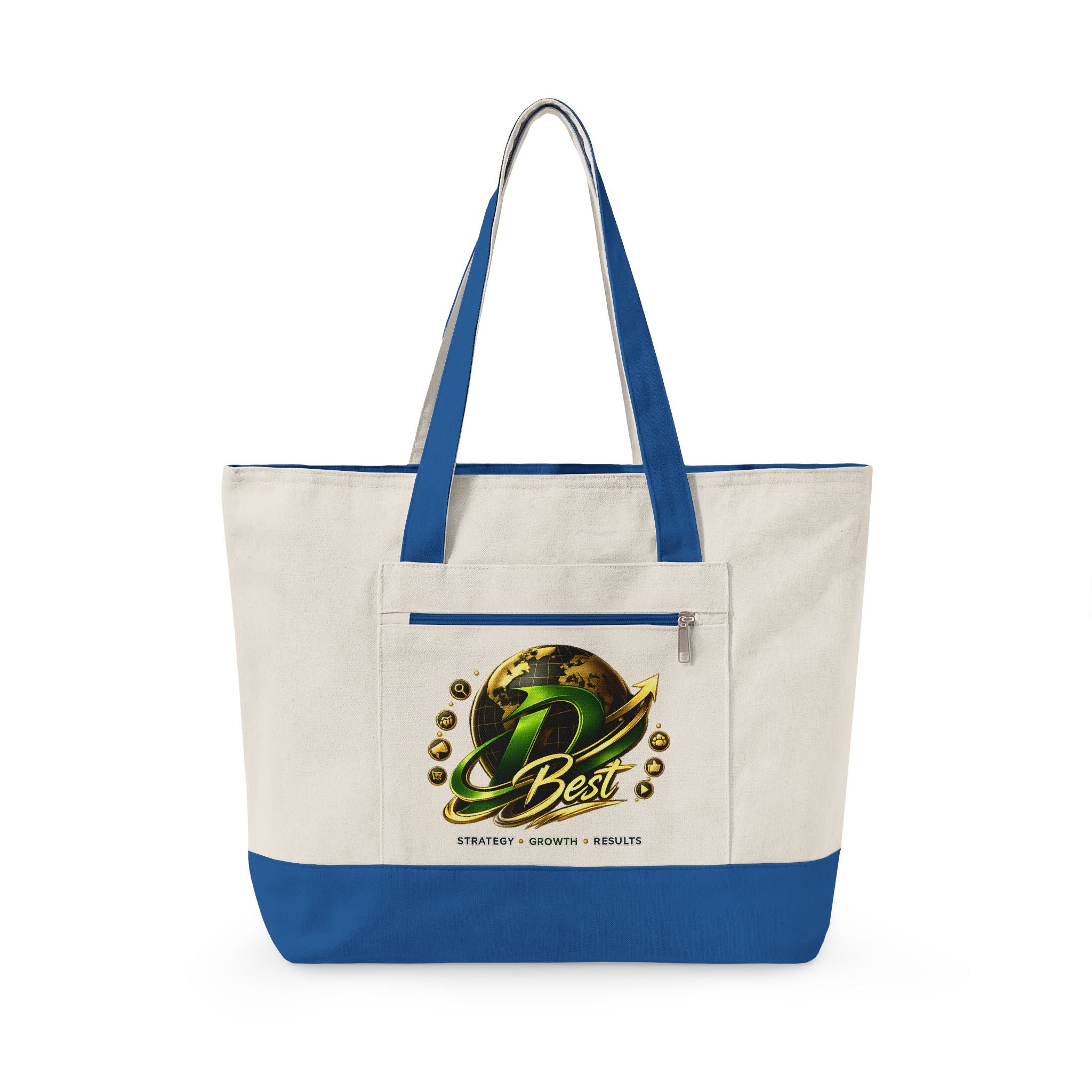 Best Globe Logo Zippered Canvas Tote | Earthy Green Planet Design