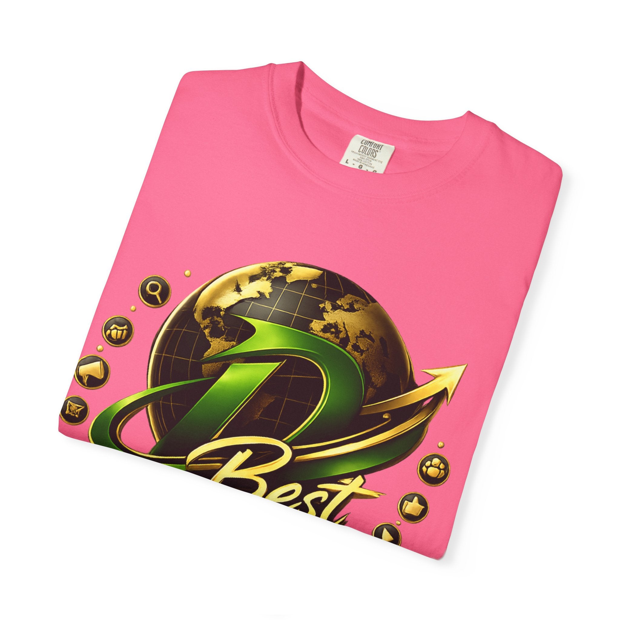 D Best Globe Arrow logo T-shirt | Strategy Growth Results tee