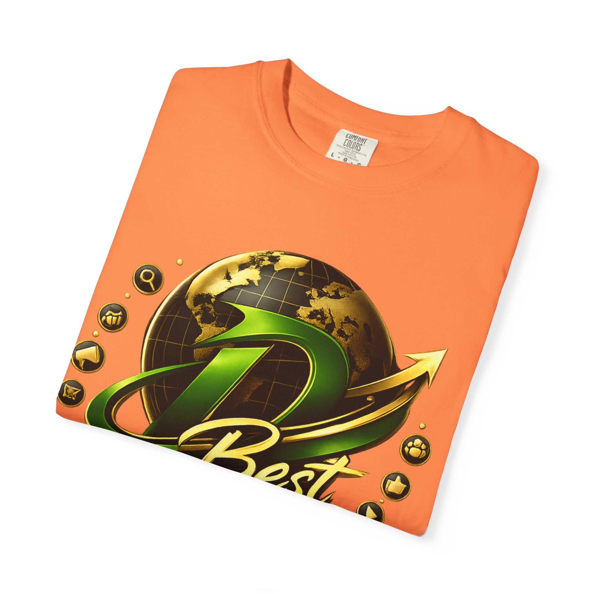 D Best Globe Arrow logo T-shirt | Strategy Growth Results tee