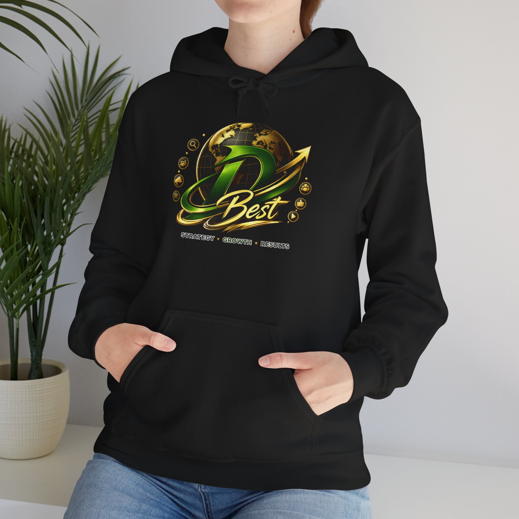 Best Logo Hoodie | Gaming Emblem Sweatshirt, Green Gold Orb Design