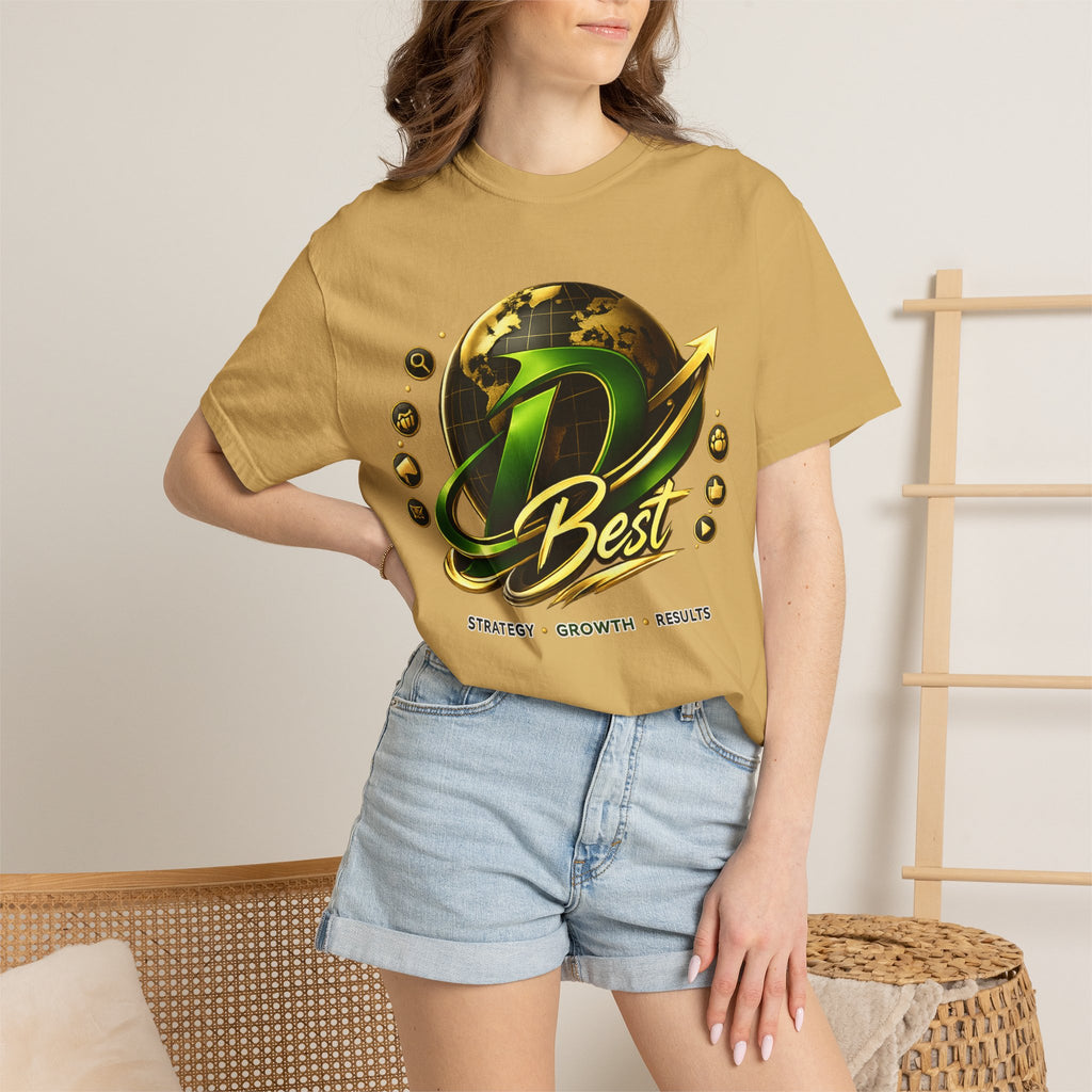 D Best Globe Arrow logo T-shirt | Strategy Growth Results tee