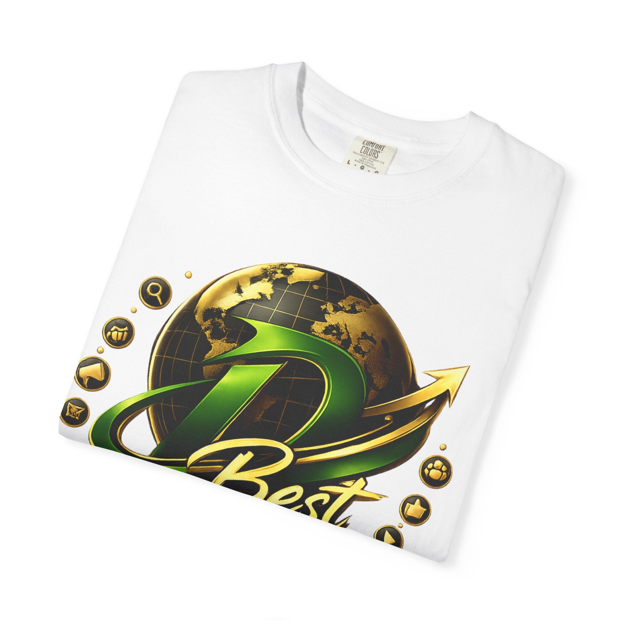 D Best Globe Arrow logo T-shirt | Strategy Growth Results tee