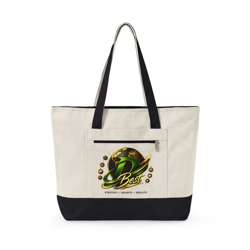 Best Globe Logo Zippered Canvas Tote | Earthy Green Planet Design