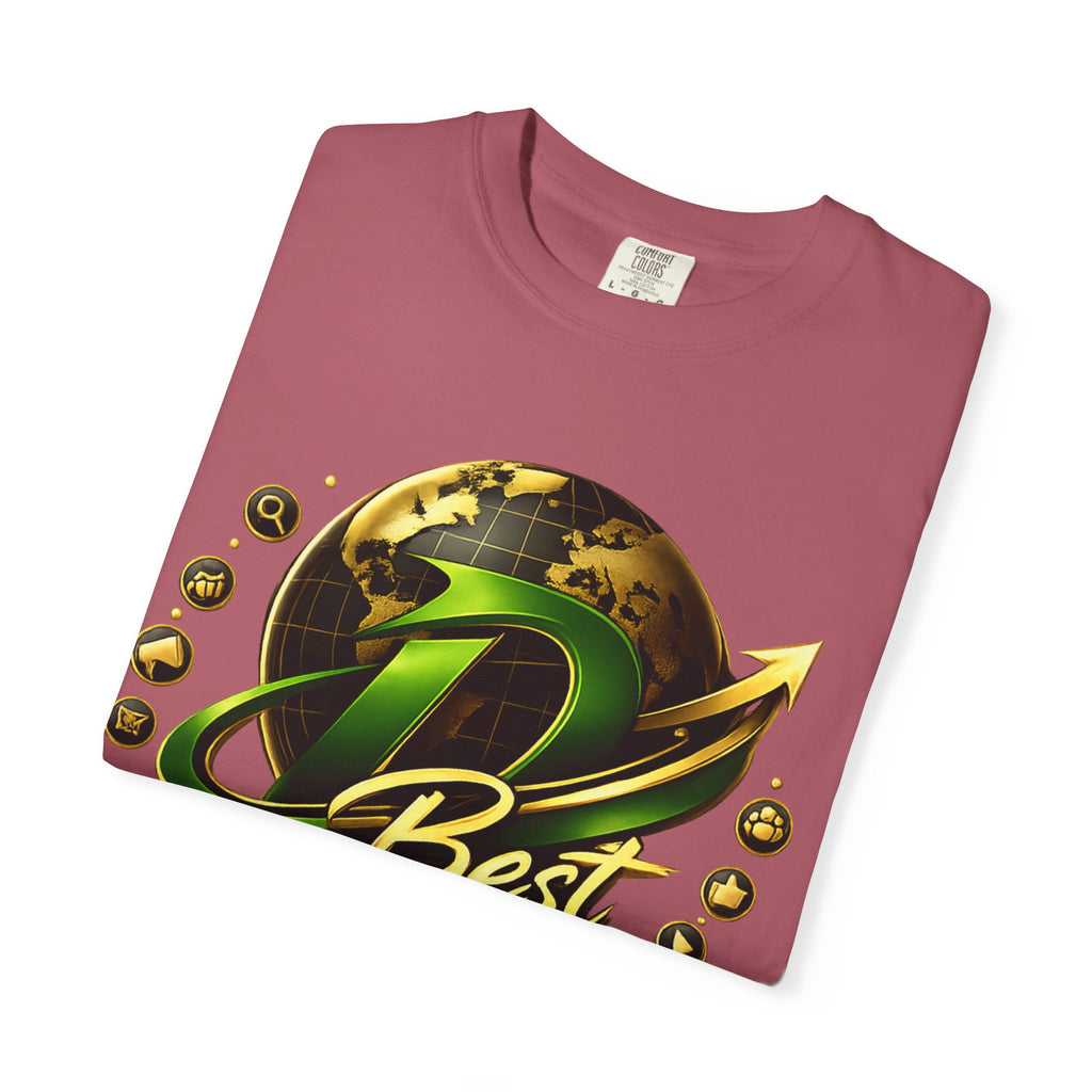 D Best Globe Arrow logo T-shirt | Strategy Growth Results tee