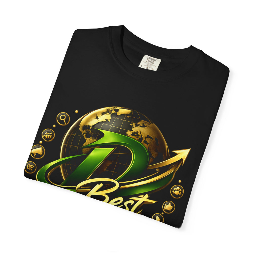 D Best Globe Arrow logo T-shirt | Strategy Growth Results tee