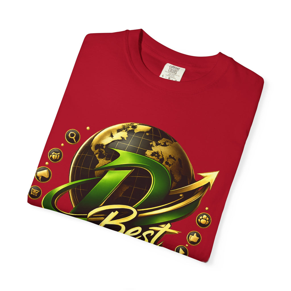 D Best Globe Arrow logo T-shirt | Strategy Growth Results tee