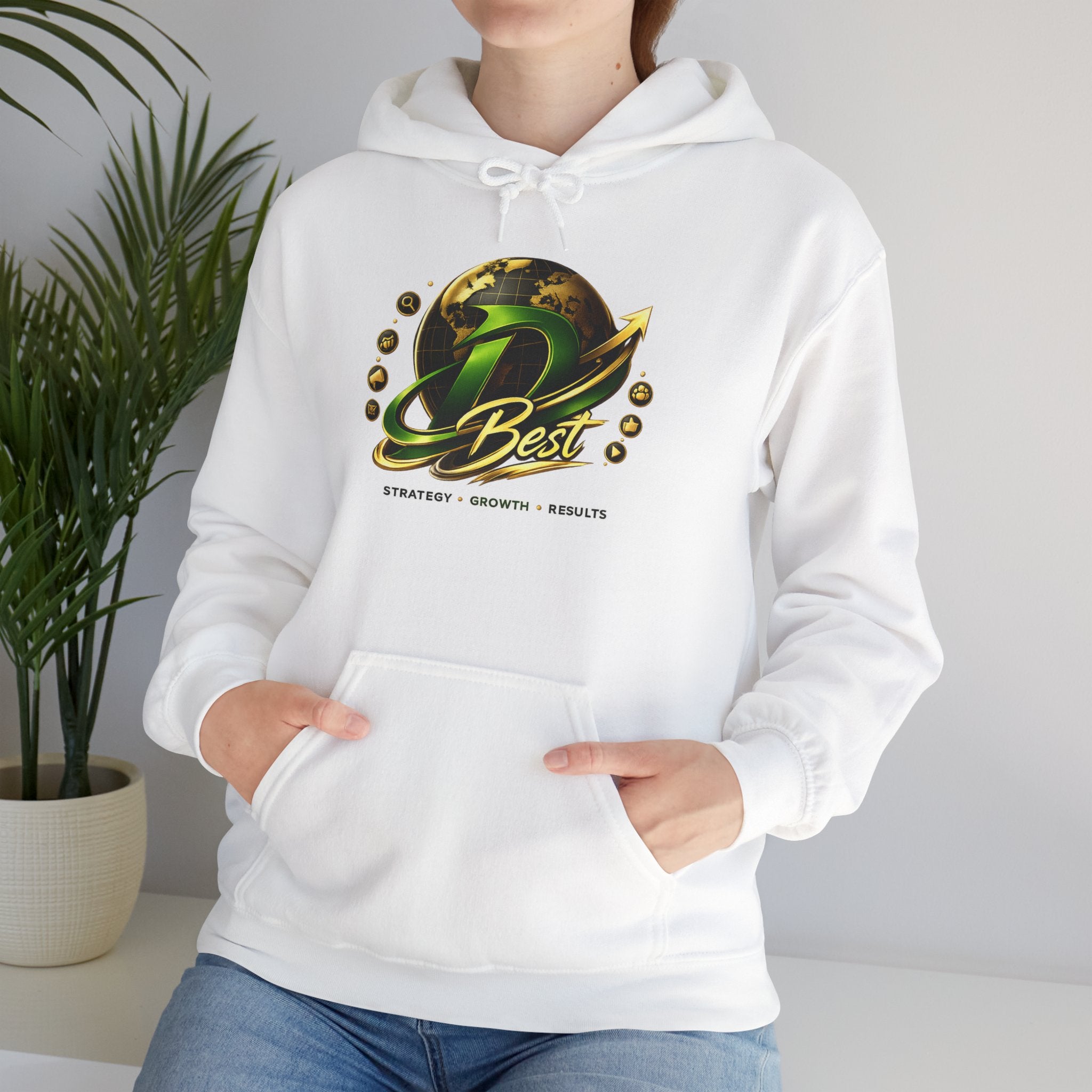 Green Globe Graphic Hoodie | Bold Logo Pullover Sweatshirt