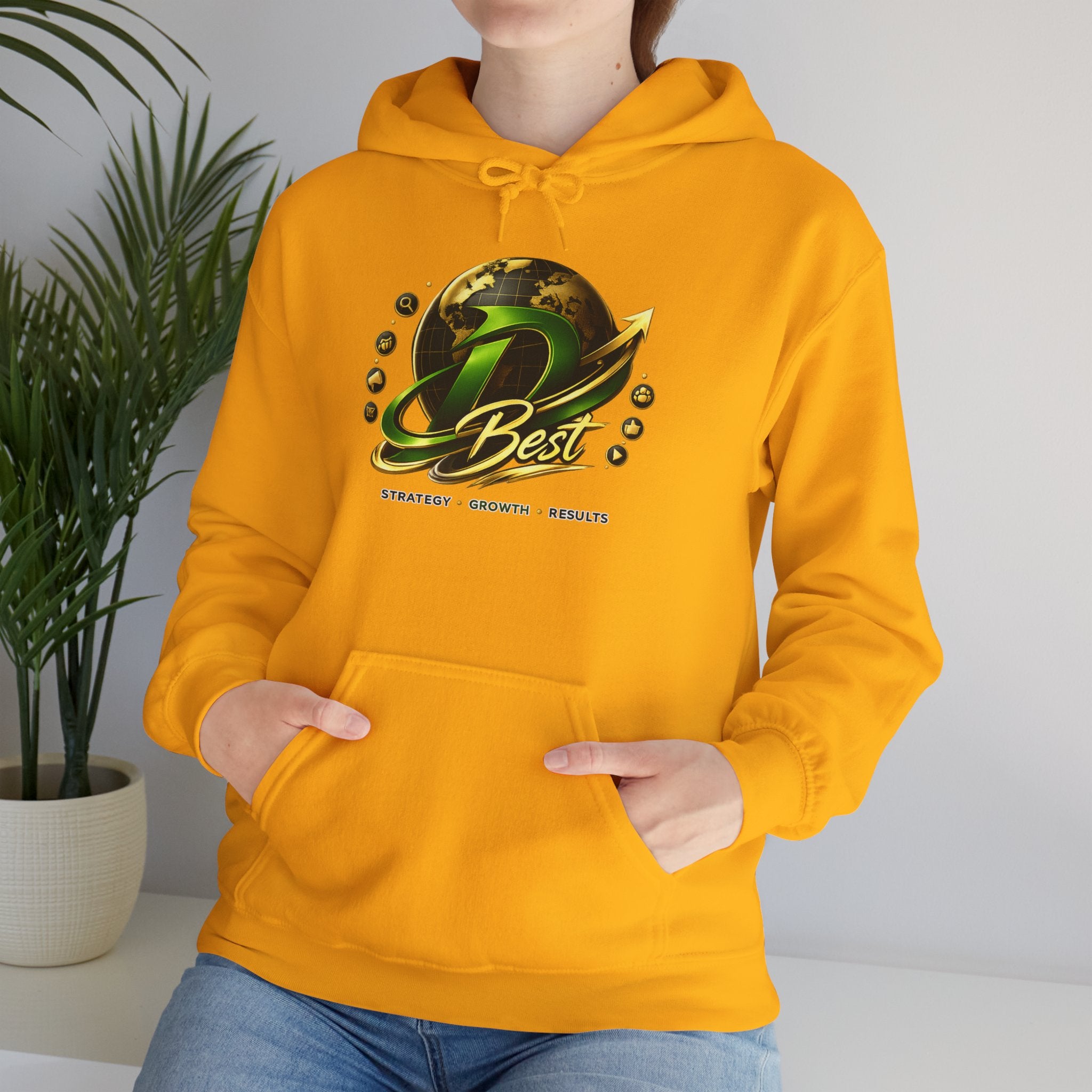 Best Logo Hoodie | Gaming Emblem Sweatshirt, Green Gold Orb Design
