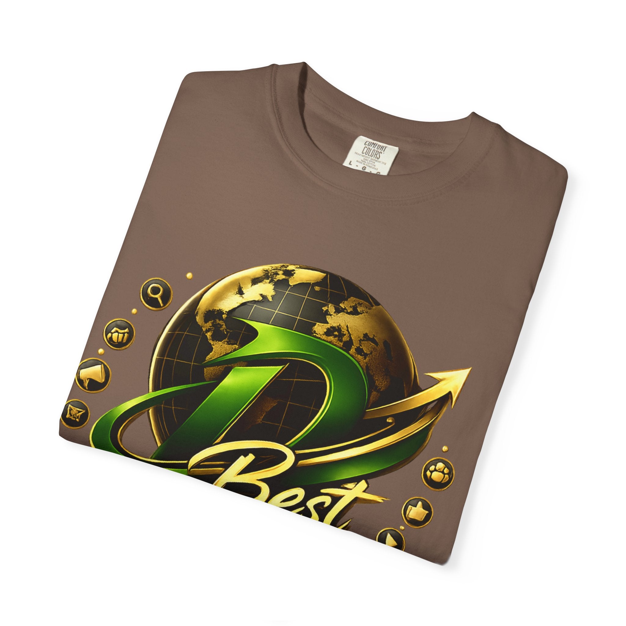 D Best Globe Arrow logo T-shirt | Strategy Growth Results tee