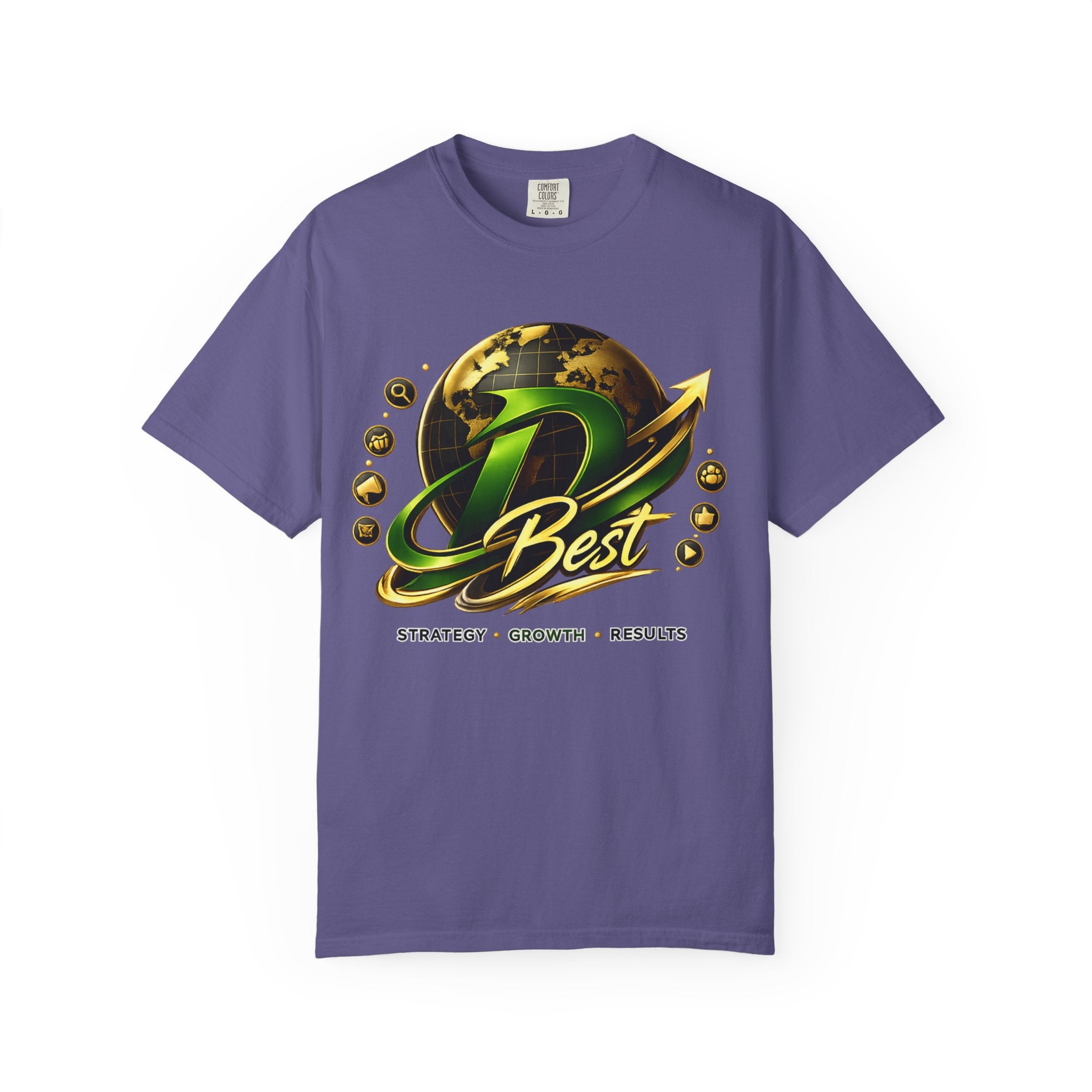 D Best Globe Arrow logo T-shirt | Strategy Growth Results tee